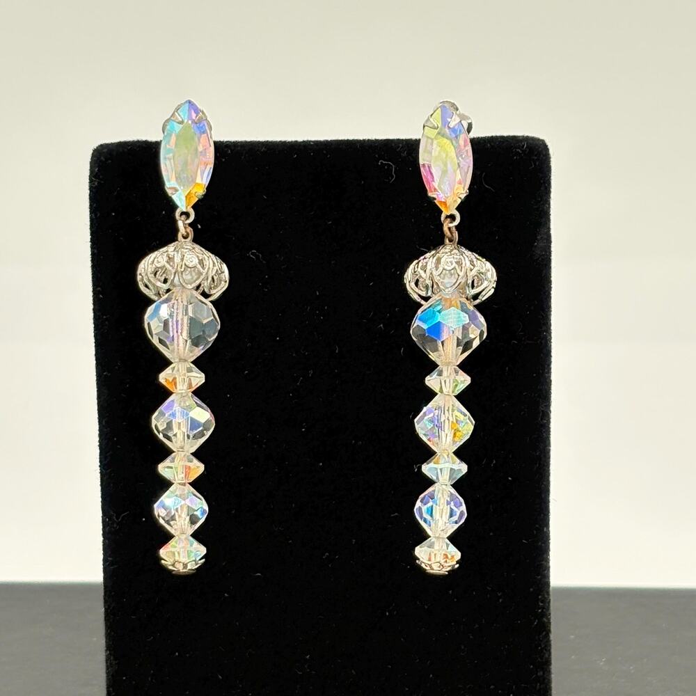 Vintage Lewis Segal Aurora Borealis Clip-On Earrings